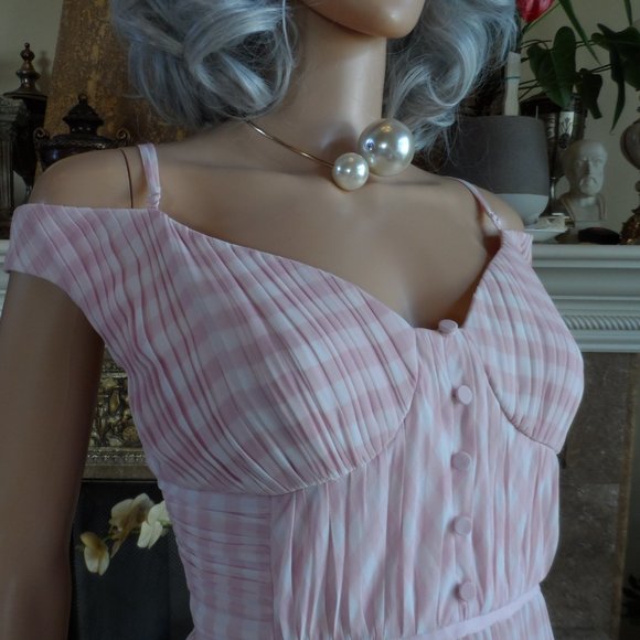 Self-Portrait Pink Gingham Midi Dress - Picture 8 of 16